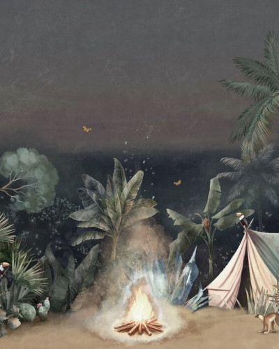 Fototapet cu design natură și camping nocturn