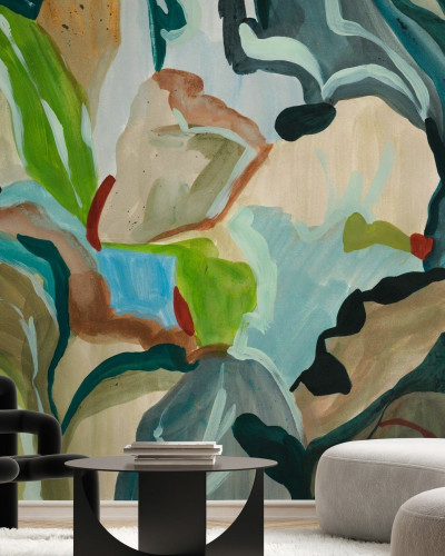 Fototapet abstract cu design botanic multicolor