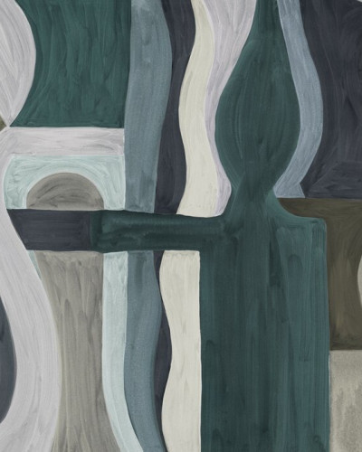 Fototapet abstract modern geometric în verde închis