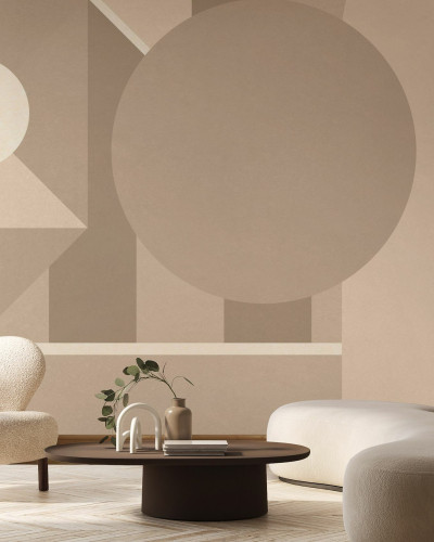 Fototapet bej cu model geometric stilat