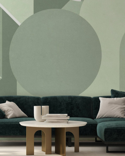 Fototapet cu model geometric în nuanțe de verde mentă
