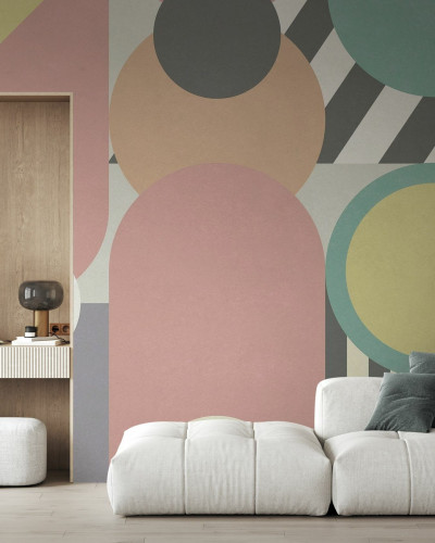 Fototapet abstract geometric modern cu nuanțe de roz
