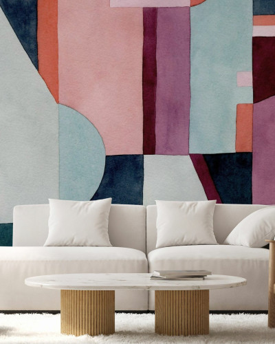 Fototapet cu ilustrație de model geometric multicolor