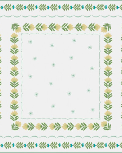 Fototapet cu design floral delicat în tonuri de alb și verde