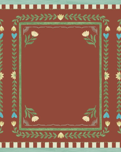 Fototapet cu cadru floral roșu