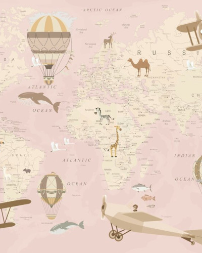 Explorer Map - Pink, Photowall