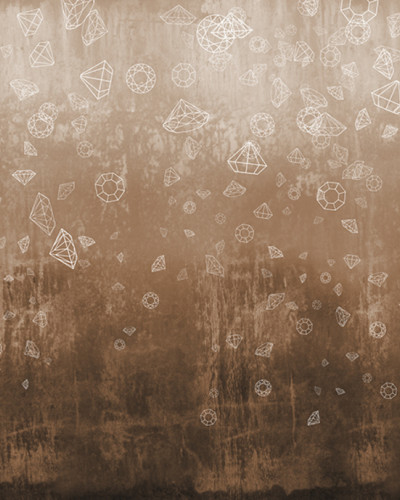 Wallpaper Lost Diamonds, Copper - Diamante lucioase pe fundal auriu cu textura metalică.