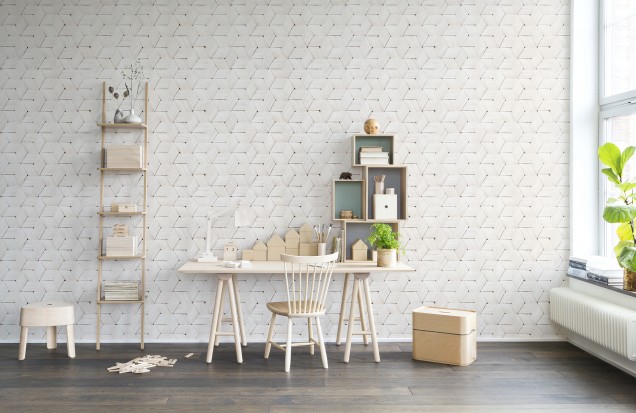 3D Photo Wallpaper Birch Bark Braids, White, repetitive, Rebel Walls