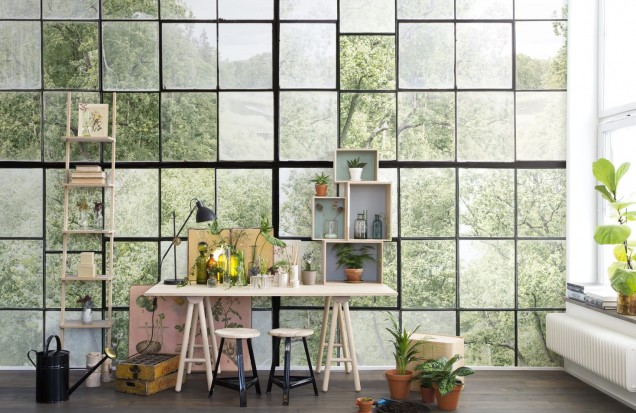 Decorative wallpaper with a window to nature | Interior Design