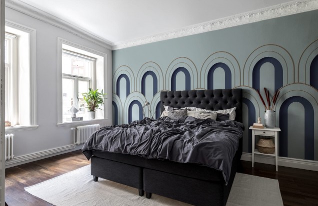 3D Arch Deco, Blue, Rebel Walls Wallpaper