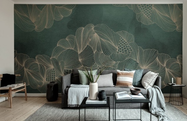 Opulent Green Gold Photo Wallpaper - XTDeco.ro