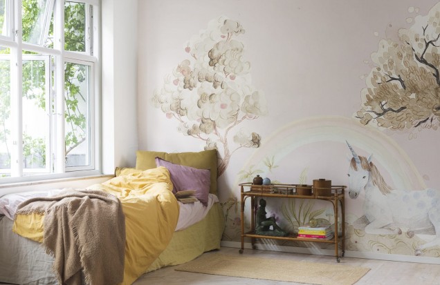 Unicorn Dream, Bubblegum, Rebel Walls Children's Wallpaper