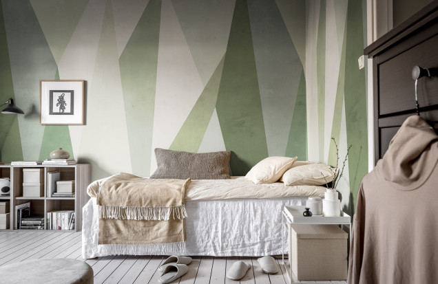 Modern Geometric Wallpaper - Crystal, Moss