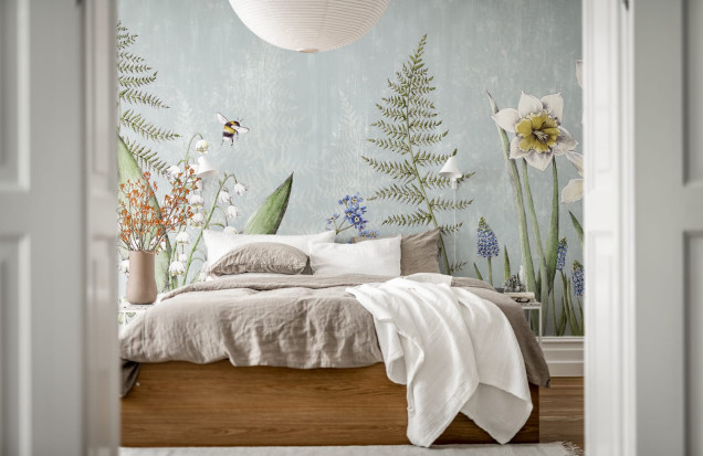 Mural Bumblebee, Light blue, Rebel Walls
