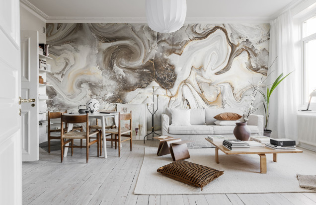 Marble Swirl Nougat Wallpaper, Rebel Walls