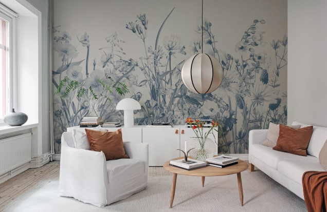 Soft Meadow, Blue, Rebel Walls Photo Wallpaper