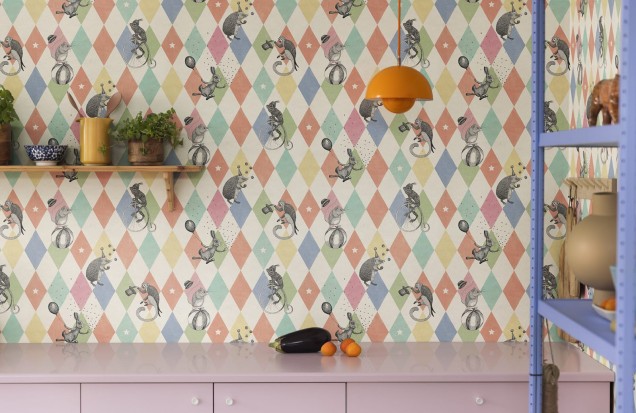 Children's wallpaper, Circus Corner, Rainbow, Rebel Walls