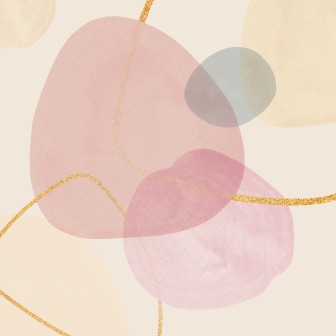 Tapet abstract cu forme roz și detalii aurii într-un living modern