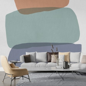 Tapet abstract cu forme colorate în interior modern