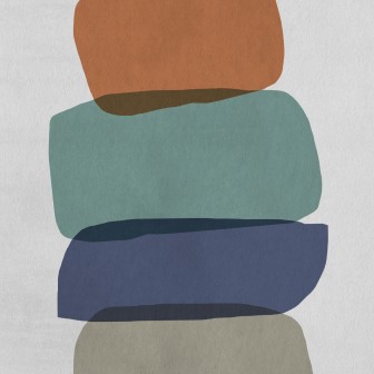 Tapet abstract cu forme colorate în interior modern