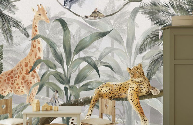 Savana Adventure Photomural - Exotic Animals for Children