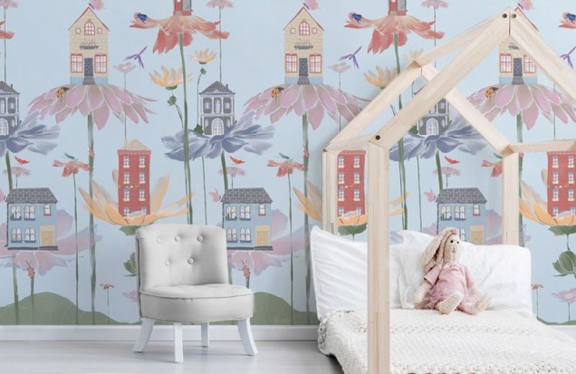 Flower houses wallpaper, VLAdiLA