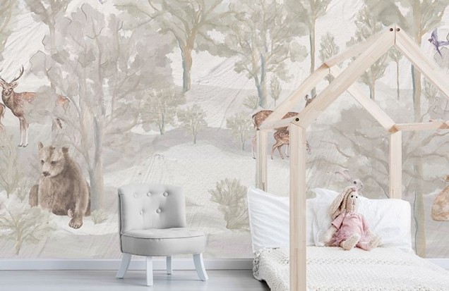 Foggy forest faun in color wallpaper, VLAdiLA