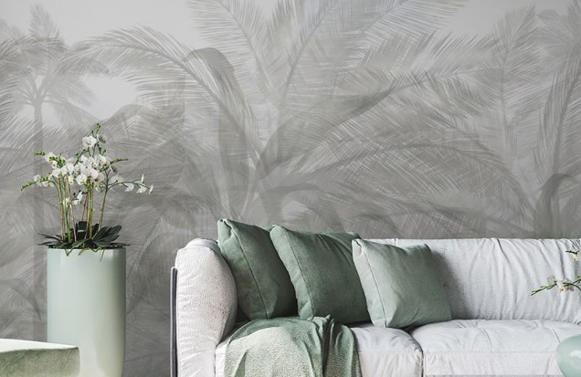 Grey palm tree design wallpaper