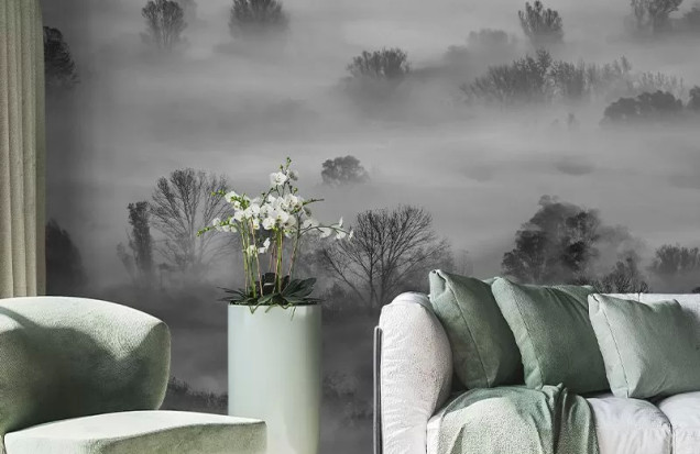 Tapet Peisaj Cețos Gri - Decor Interior Modern