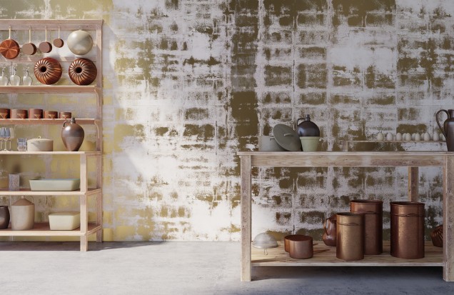 Concrete effect wallpaper Concrete Surfaces CS1.06, Stannic Gold - YO2 design
