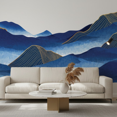 Blue mountain and golden line - custom, SimplyWalls