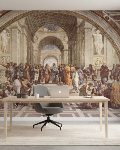 Fototapet personalizat Athens Academy Canvas cu pictura Școala din Atena într-un birou modern minimalist