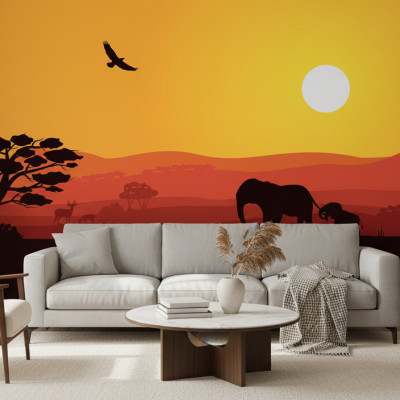 Sunset Safari Silhouettes - personalised, SimplyWalls