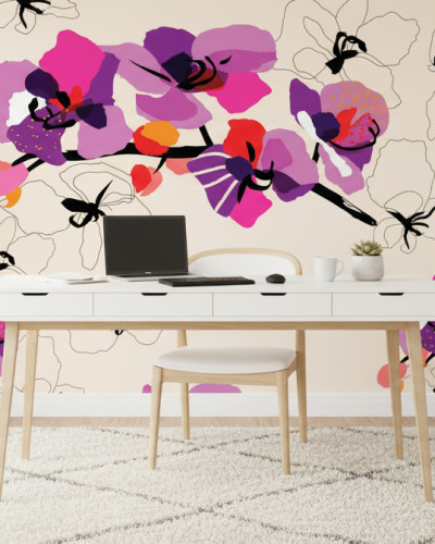 Dormitor modern decorat cu fototapet personalizat 