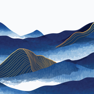 Blue mountain and golden line - custom, SimplyWalls