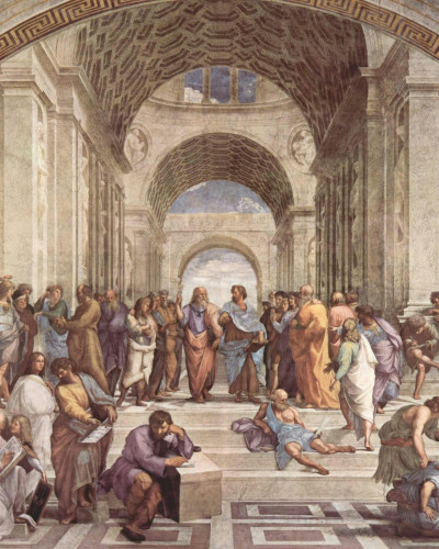 Fototapet personalizat Athens Academy Canvas cu pictura Școala din Atena într-un birou modern minimalist