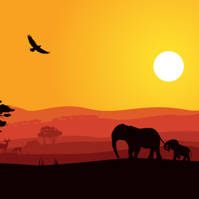 Sunset Safari Silhouettes - personalised, SimplyWalls