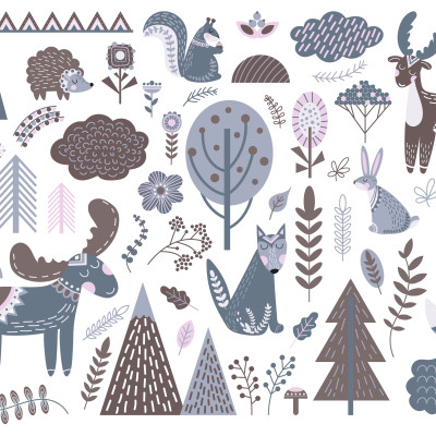 Nordic Woodland Friends - personalized, SimplyWalls