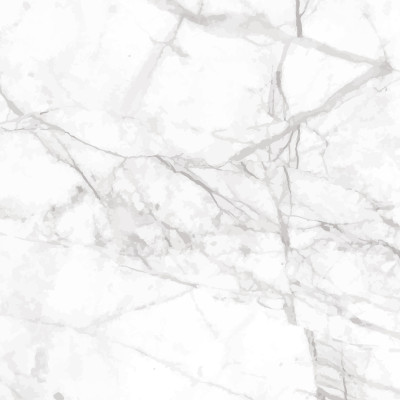Dormitor modern luminos cu perete accent decorat cu fototapet Opulent Marble Veins cu vene de marmură alb-gri. Pat matrimonial gri, noptieră din lemn și lampă de masă.